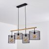 Manose Hanglamp Hout donker, Zwart, 4-lichts
