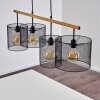 Manose Hanglamp Hout donker, Zwart, 4-lichts