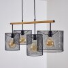 Manose Hanglamp Hout donker, Zwart, 4-lichts