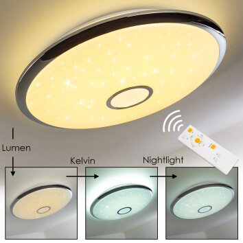 Alar Plafondlamp LED Chroom, Wit, 1-licht, Afstandsbediening