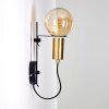 Kirehito Wandlamp Goud, Messing, Zwart, 1-licht