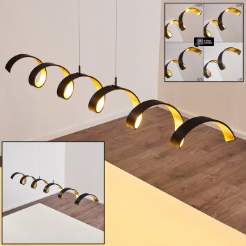Rezat Hanglamp LED Zwart-Goud, 6-lichts