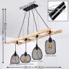 Canazei Hanglamp Hout licht, Zwart, 4-lichts