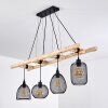 Canazei Hanglamp Hout licht, Zwart, 4-lichts