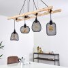 Canazei Hanglamp Hout licht, Zwart, 4-lichts