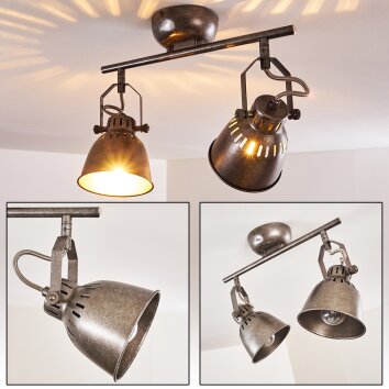 Nanlia Plafondlamp Grijs, Zilver, 2-lichts