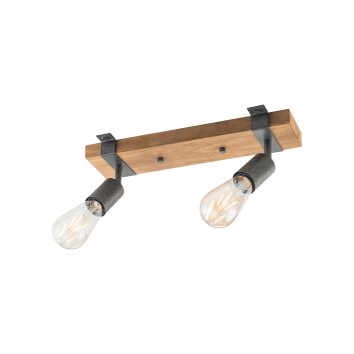 Leuchten-Direkt SLAT Plafondlamp Bruin, Hout donker, 2-lichts