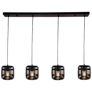 Brilliant CROSSTOWN Hanglamp Hout donker, Zwart, 4-lichts