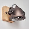 Herford Muurlamp Bruin, Hout donker, Zwart, 1-licht