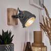 Herford Muurlamp Grijs, Hout licht, 1-licht