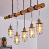 Adama Hanglamp Hout donker, Zwart, 5-lichts