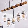 Adama Hanglamp Hout donker, Zwart, 5-lichts