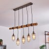 Adama Hanglamp Hout donker, Zwart, 5-lichts