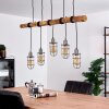 Adama Hanglamp Hout donker, Zwart, 5-lichts