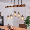 Adama Hanglamp Hout donker, Zwart, 5-lichts