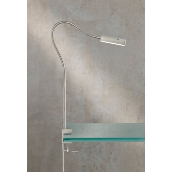 Fischer & Honsel  Raik Klemlamp LED Nikkel mat, 1-licht, Bewegingsmelder