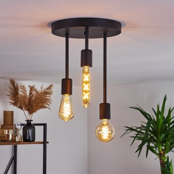 Travesias Plafondlamp Zwart, 3-lichts