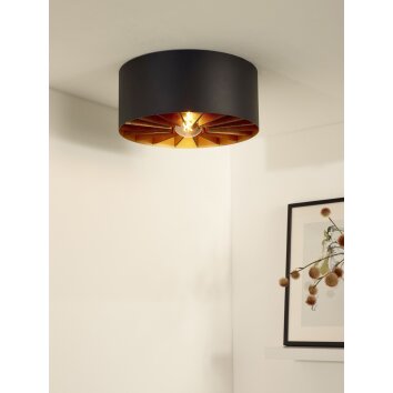 Lucide ZIDANE Plafondlamp Messing, Zwart, 1-licht