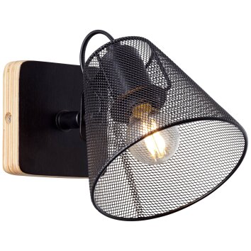 Brilliant Whole Spotlamp Hout donker, Zwart, 1-licht