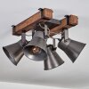 Aduard Plafondlamp Hout donker, Zwart, 4-lichts