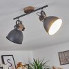 Banjul Plafondlamp Grijs, Hout licht, 2-lichts