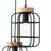 Brilliant Gwen Hanglamp Hout licht, Zwart, 3-lichts