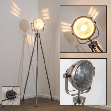 Lambton Staande lamp Donkerbruin, Zilver, 1-licht