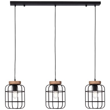 Brilliant Gwen Hanglamp Hout licht, Zwart, 3-lichts