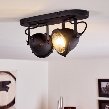Glostrup Plafondlamp Zwart, 2-lichts