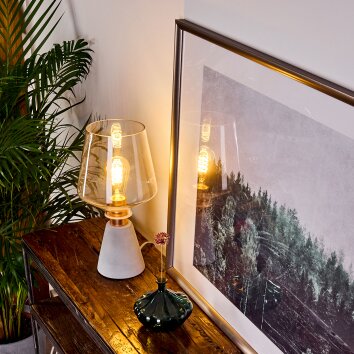 Jaen Tafellamp Grijs, Koperkleurig, 1-licht