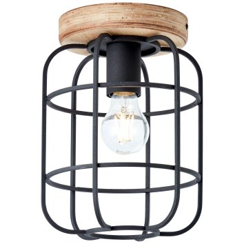 Brilliant Gwen Plafondlamp Hout licht, Zwart, 1-licht