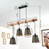 Strathmore Hanglamp Hout licht, Zwart, 4-lichts