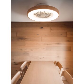 Mantra TIBET plafondventilator LED Hout donker, Wit, 1-licht, Afstandsbediening