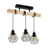 EGLO TOWNSHEND Plafondlamp Bruin, Hout licht, Zwart, 3-lichts
