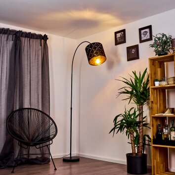 Arnoya Booglamp Zwart, 1-licht, Stoffen kap