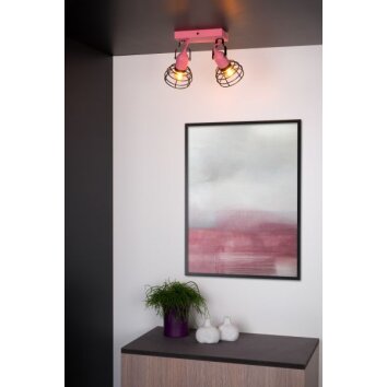 Lucide Pola Plafondlamp Roze, Zwart, 2-lichts