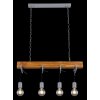 Globo LUDI Hanger Grijs, Hout donker, 4-lichts