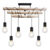 Globo HERMINE Plafondlamp Hout licht, Zwart, 6-lichts