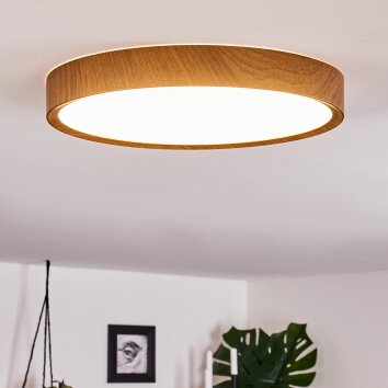 Nexo Plafondlamp LED houtlook, Wit, 1-licht