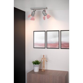 Lucide PICTO Plafondlamp Grijs, Roze, 2-lichts