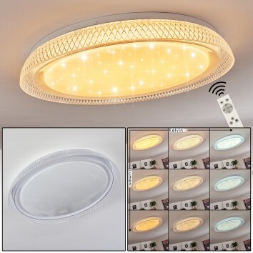 Feletto Plafondlamp LED Transparant, Helder, Wit, 1-licht, Afstandsbediening