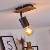 Raccuia Plafondlamp Hout donker, Zwart, 1-licht