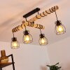 Gondo Plafondlamp Hout donker, Zwart, 4-lichts