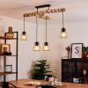 Gondo Plafondlamp Hout licht, Zwart, 4-lichts