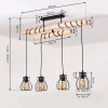 Gondo Plafondlamp Hout licht, Zwart, 4-lichts