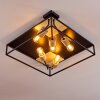 Salla Plafondlamp Hout licht, Zwart, 5-lichts