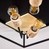 Salla Plafondlamp Hout licht, Zwart, 5-lichts