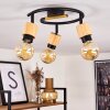 Sezze Plafondlamp Hout licht, Zwart, 3-lichts