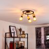Sezze Plafondlamp Hout licht, Zwart, 3-lichts