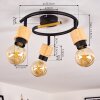 Sezze Plafondlamp Hout licht, Zwart, 3-lichts